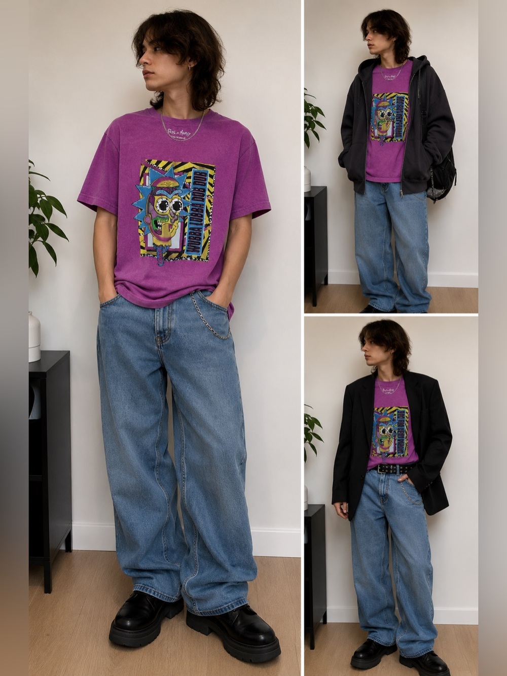 👽 Rick and Morty Purple-pink T-Shirt Fun Pop Culture Graphic